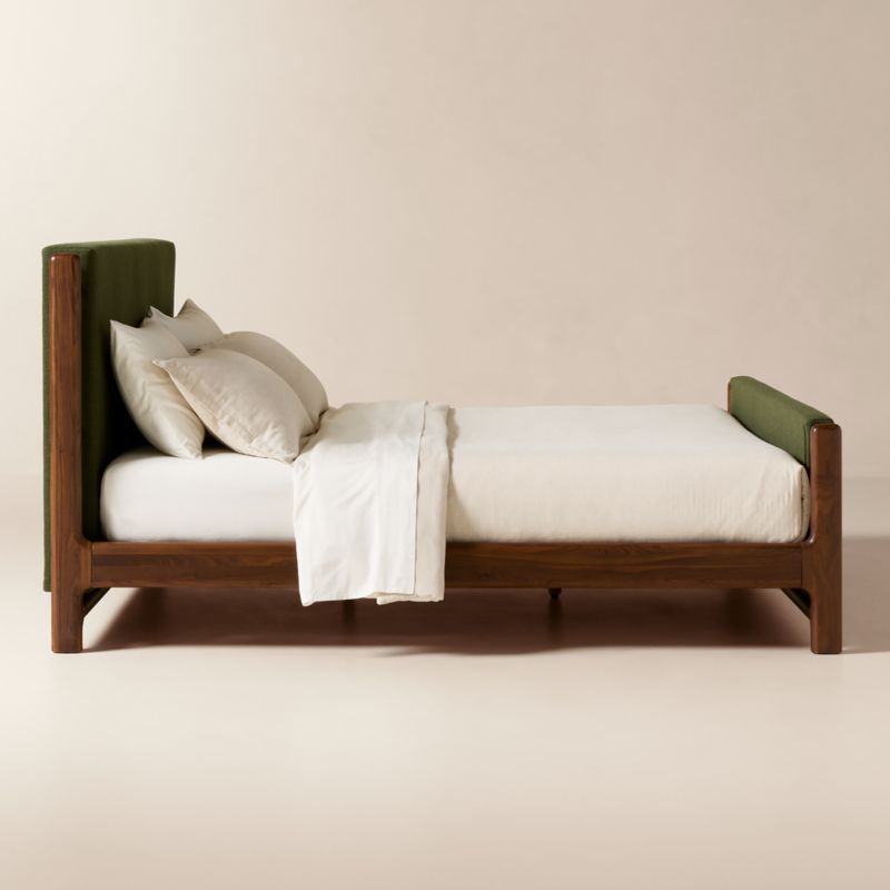 Tavola Walnut and Green Upholstered King Bed - image 3 of 7