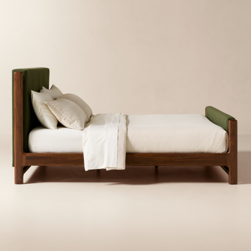 Tavola Walnut and Green Upholstered King Bed - image 3 of 8