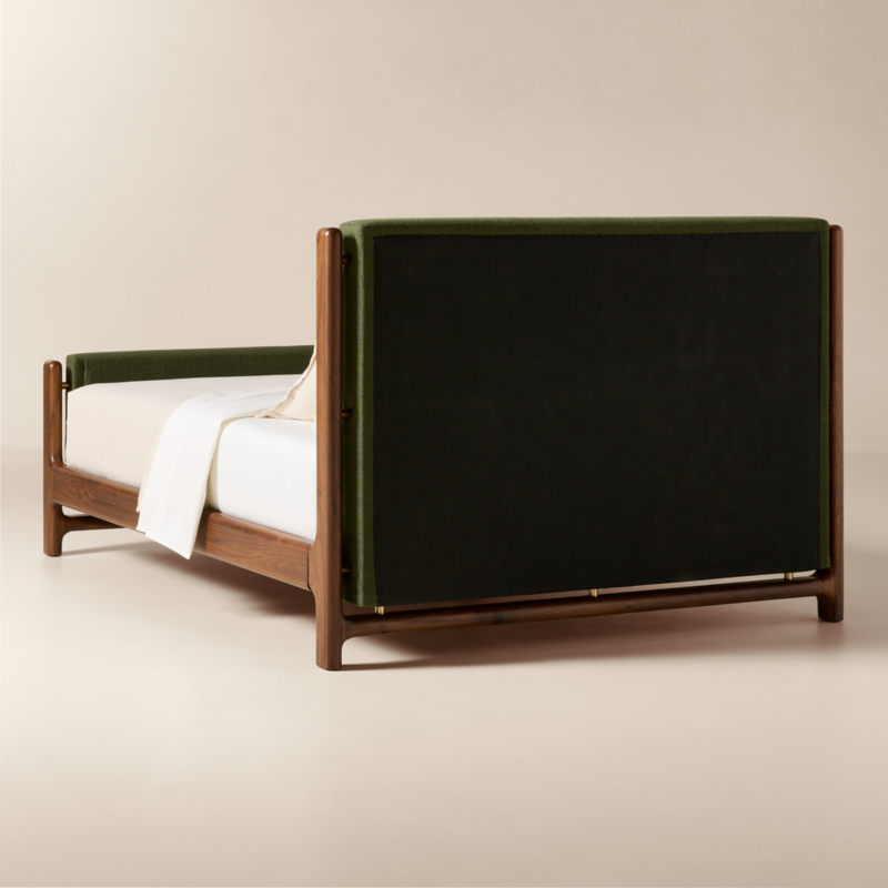 Tavola Walnut and Green Upholstered Queen Bed - image 4 of 8