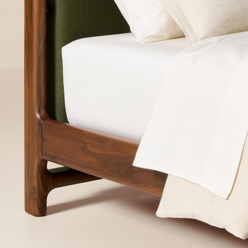 Tavola Walnut and Green Upholstered Queen Bed - image 6 of 8