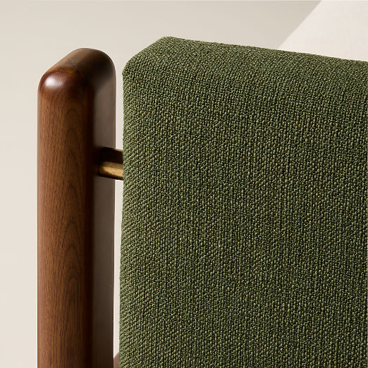 Tavola Walnut and Green Upholstered Queen Bed