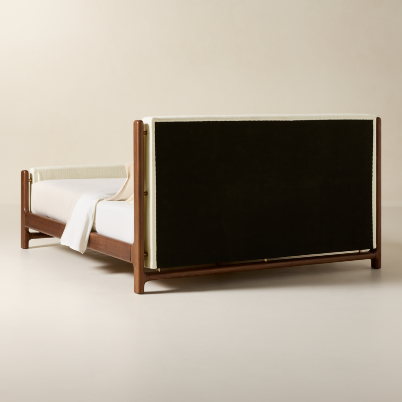 Tavola Walnut and Warm White Upholstered King Bed - image 4 of 8