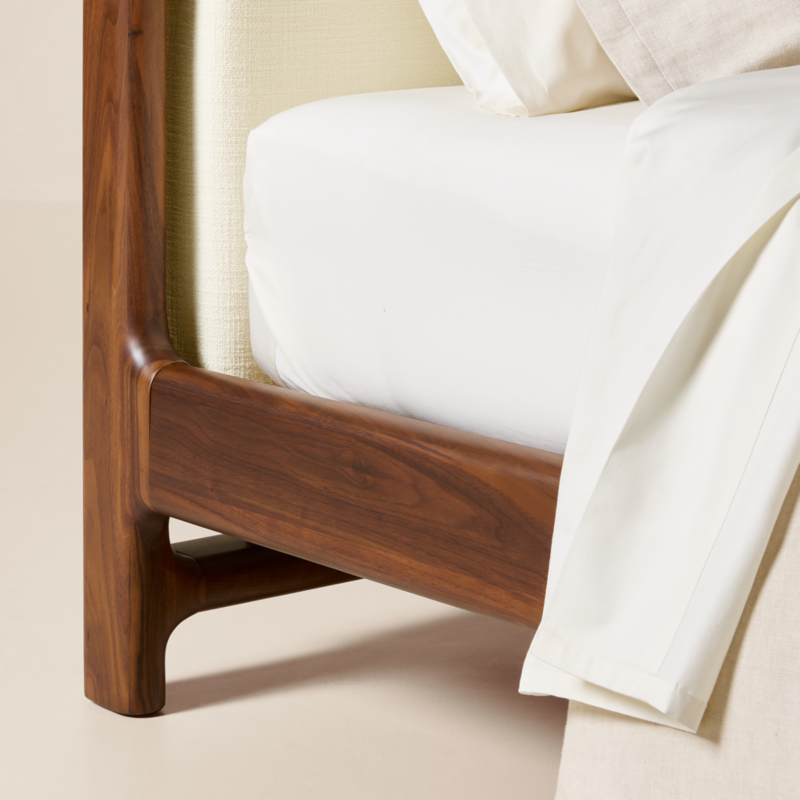 Tavola Walnut and Warm White Upholstered Queen Bed - image 6 of 8
