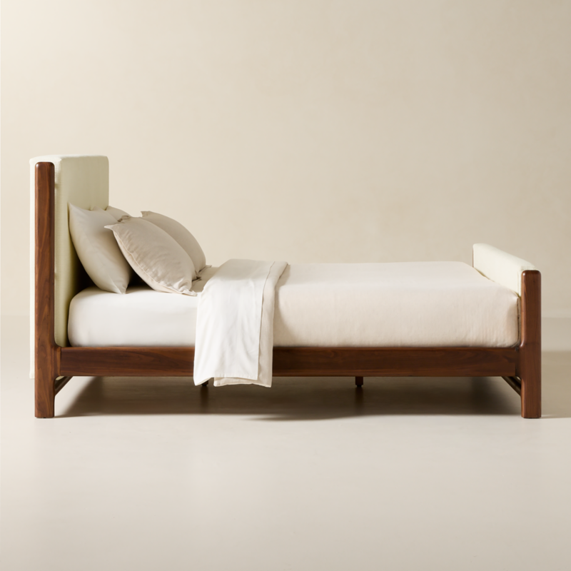 Tavola Walnut and Warm White Upholstered King Bed - image 3 of 8