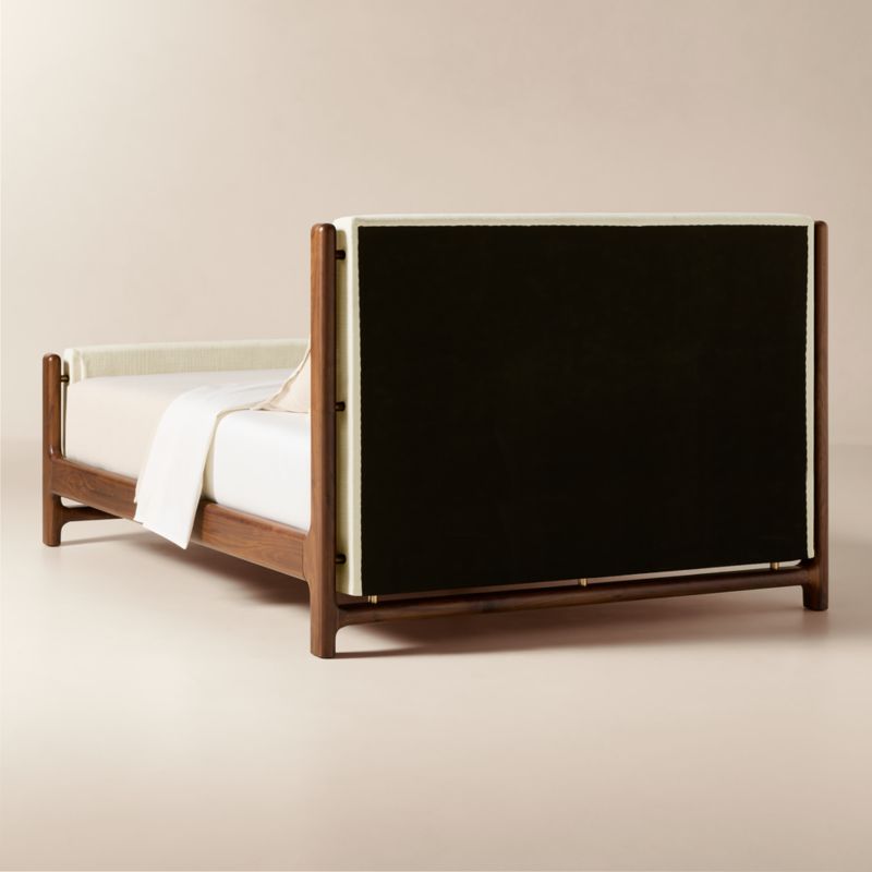 Tavola Walnut and Warm White Upholstered Queen Bed - image 5 of 8