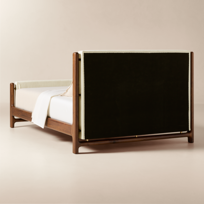 Tavola Walnut and Warm White Upholstered Queen Bed - image 4 of 8