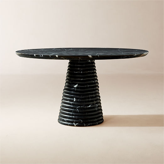 Taza 54" Round Black Marble Dining Table