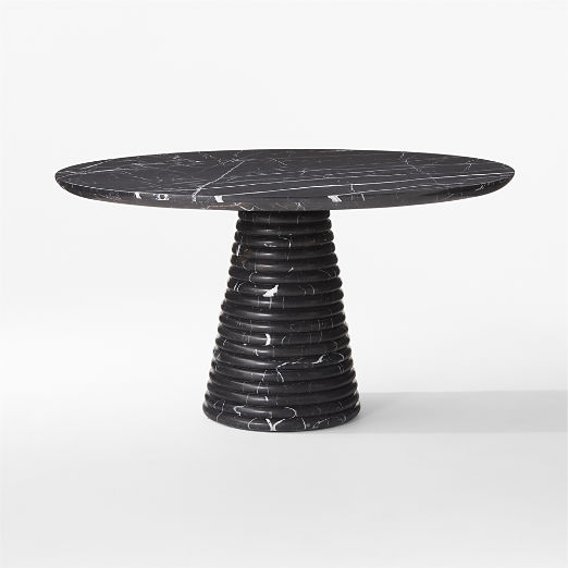 Taza 54" Round Black Marble Dining Table