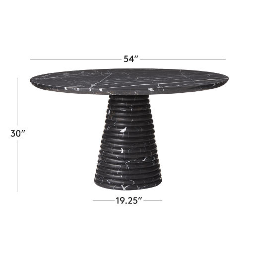 Taza 54" Round Black Marble Dining Table