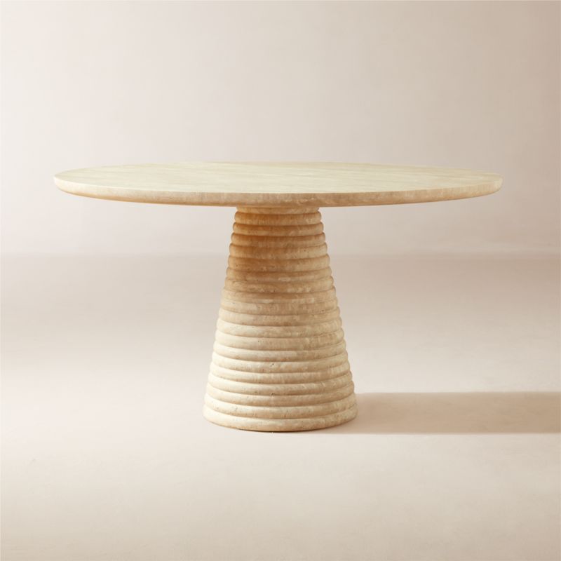 Taza 54" Round Travertine Dining Table - image 0 of 15