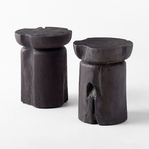 Black Teak Wood Bathroom Stool