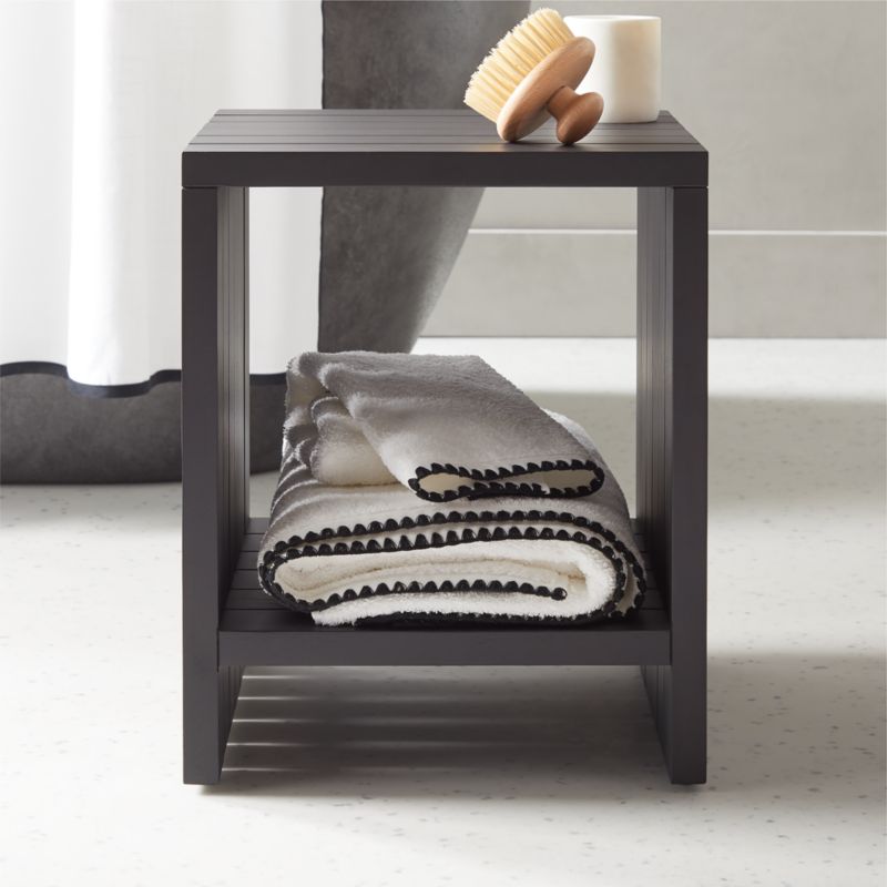 Teak Black Bathroom Stool - image 1 of 7