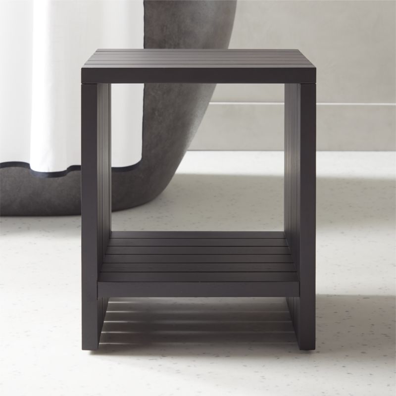 Teak Black Bathroom Stool - image 0 of 7