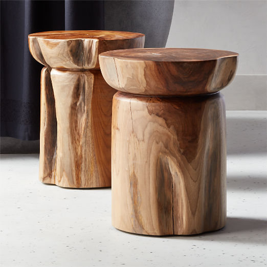 Teak Natural Round Bathroom Stool