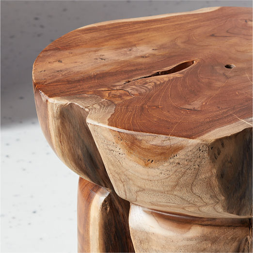 Teak Natural Round Bathroom Stool