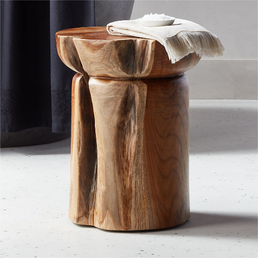 Teak Natural Round Bathroom Stool