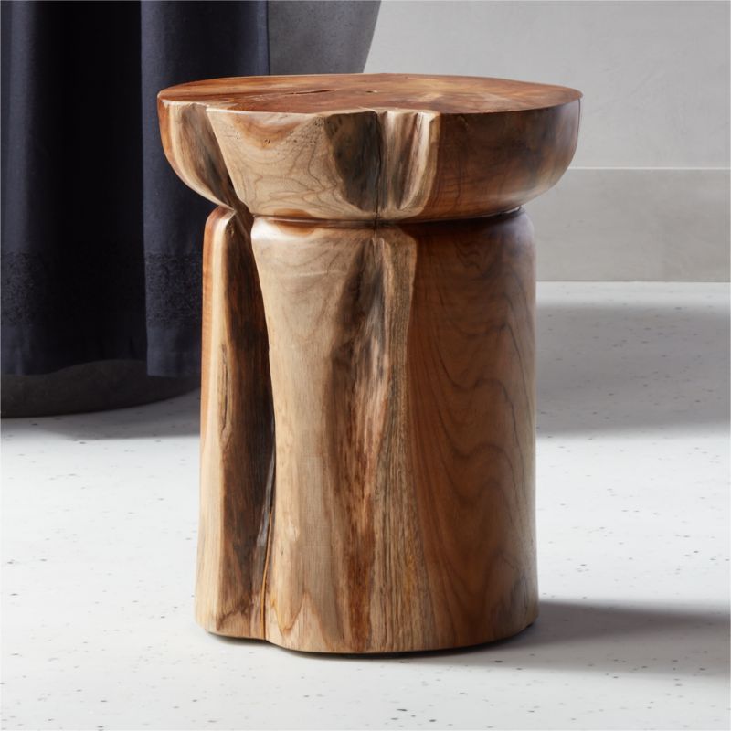 Teak Natural Round Bathroom Stool - image 0 of 9