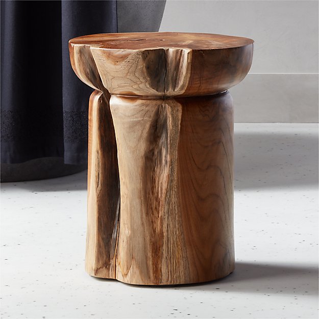 Teak Natural Round Bathroom Stool Reviews CB2