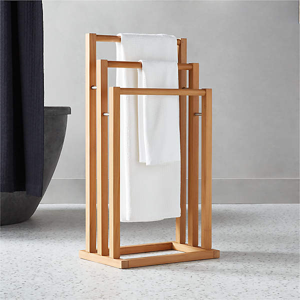 Teak Freestanding Towel Rack CB2