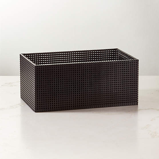 Tegan Black Perforated Metal Storage Basket Medium