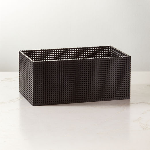 Tegan Black Perforated Metal Storage Basket Medium