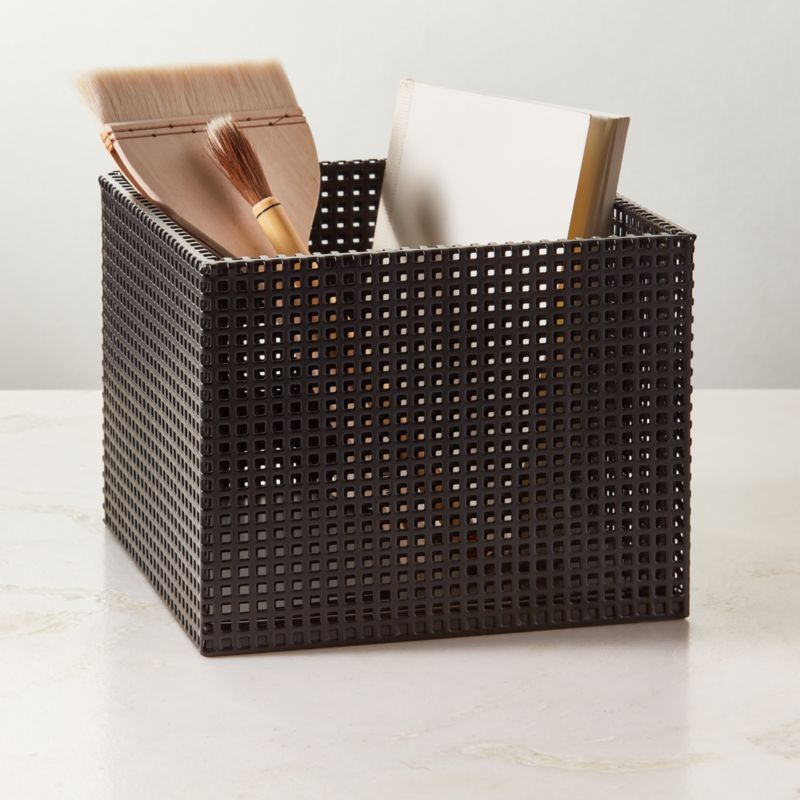 Tegan Black Perforated Metal Storage Basket Small - image 2 of 4