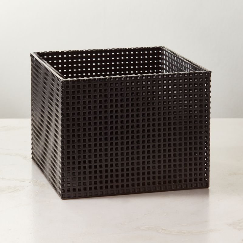 Tegan Black Perforated Metal Storage Basket Small - image 0 of 4