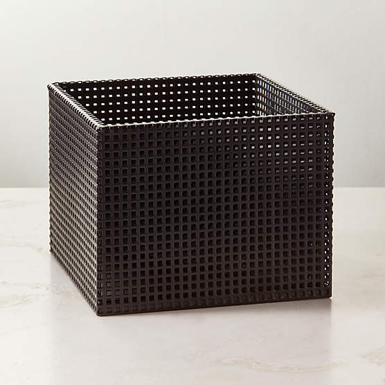 Tegan Black Perforated Metal Storage Basket Small