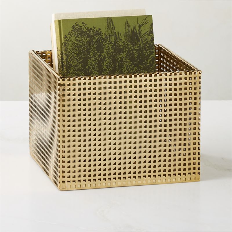 Tegan Brass Perforated Metal Storage Basket Small - image 2 of 4