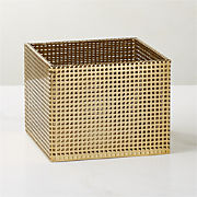 Tegan Brass Perforated Metal Storage Basket Small