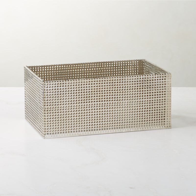 View Tegan Perforated Polished Nickel Metal Storage Basket details