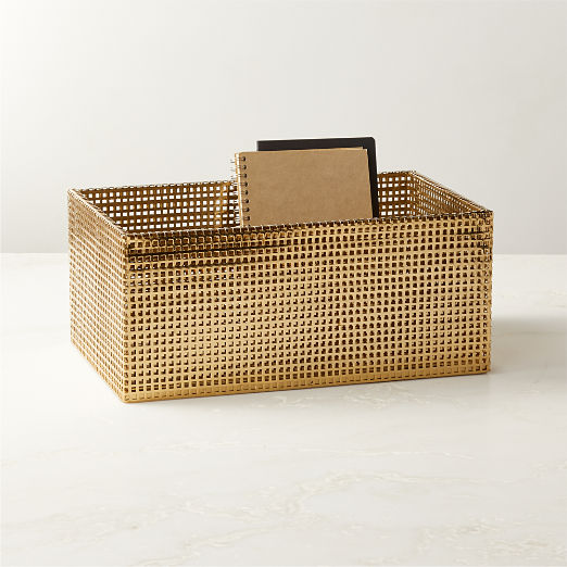 Tegan Brass Perforated Metal Storage Basket
