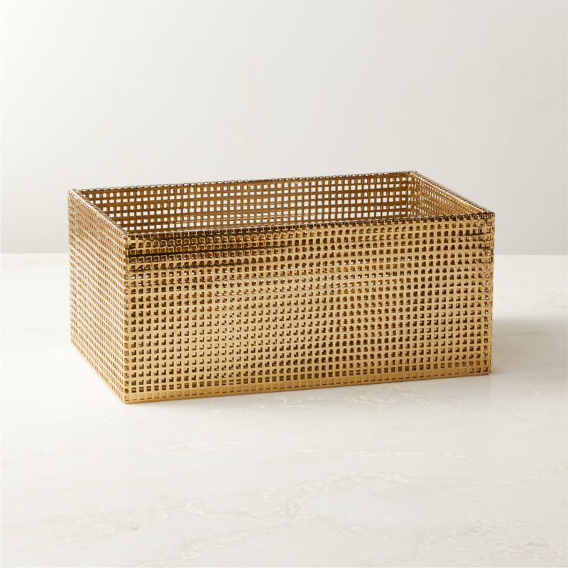 View Tegan Brass Perforated Metal Storage Basket details