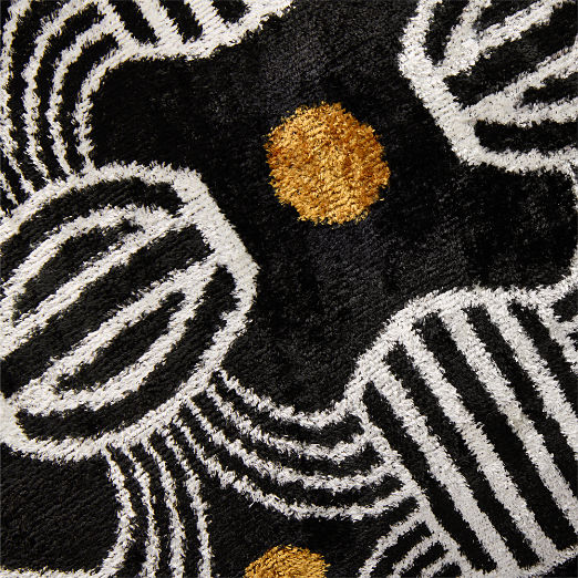 Telo Black and White Turkish Silk Throw Pillow with Feather-Down Insert 23"x23"