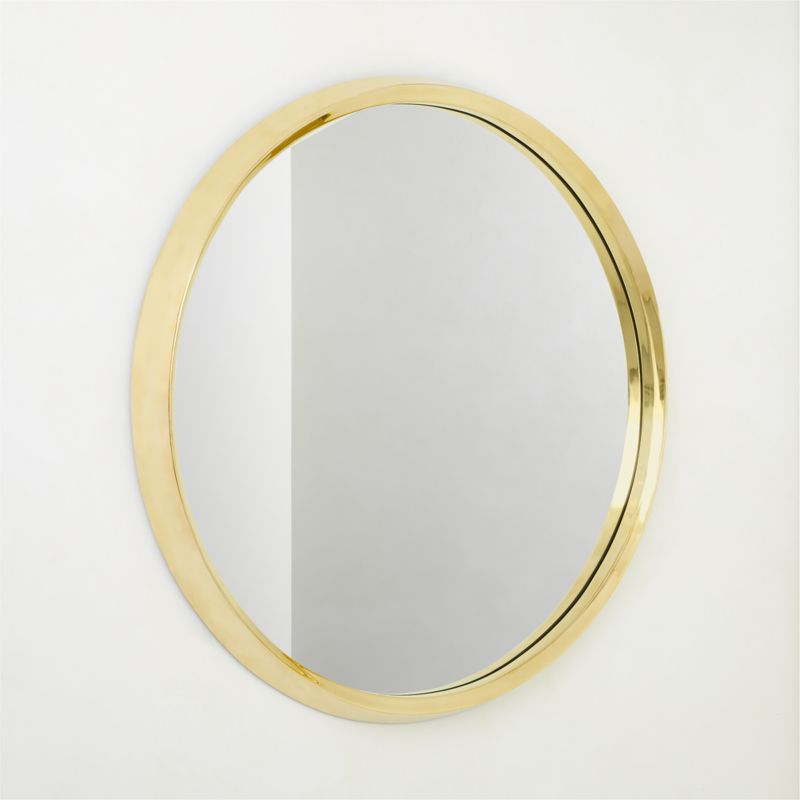 Tenro Unlacquered Brass Round Wall Mirror 36" - image 3 of 6