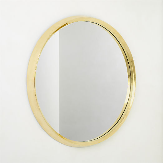 Tenro Unlacquered Brass Round Wall Mirror 36"