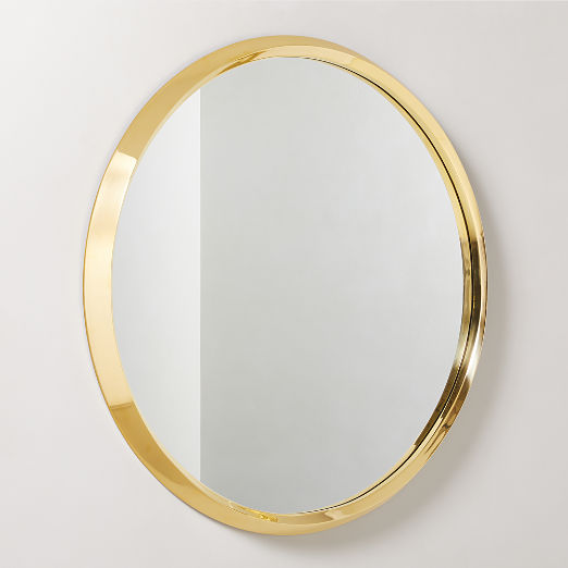 Tenro Unlacquered Brass Round Wall Mirror 48"