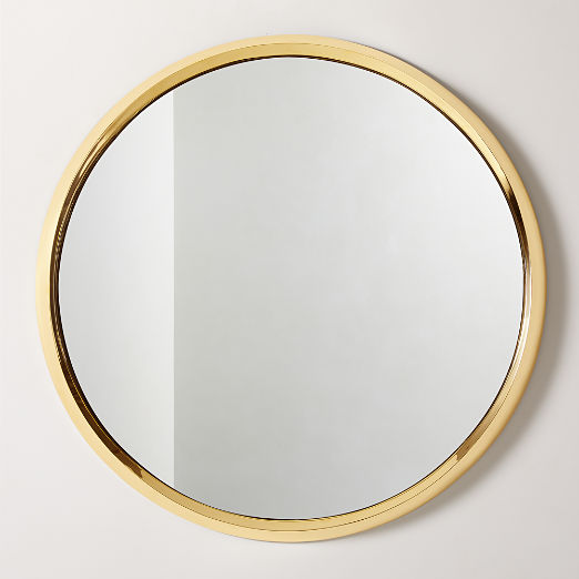 Tenro Unlacquered Brass Round Wall Mirror 48"