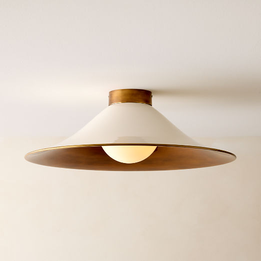 Tens White Enamel Flush Mount Light
