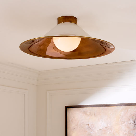 Tens White Enamel Flush Mount Light