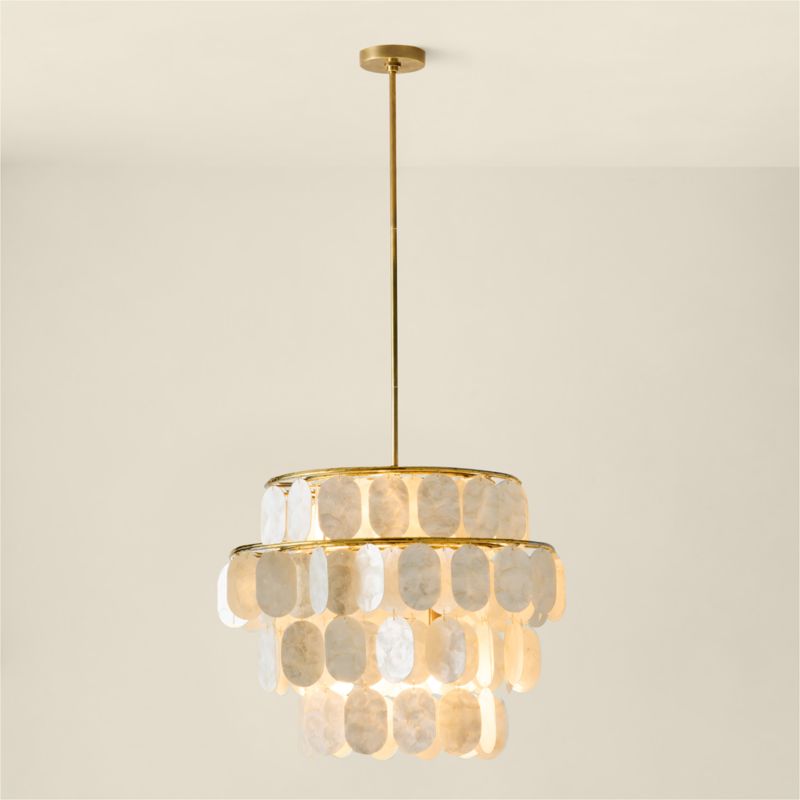 Terese Aged Brass Capiz Pendant Light 24" - image 5 of 10