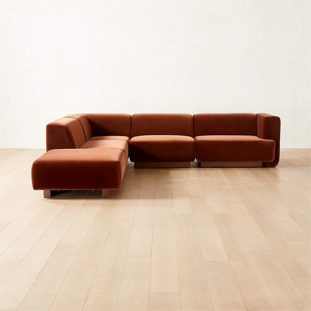 Terrain Modern 5Piece LShaped Bronze Brown Velvet Sectional Sofa with