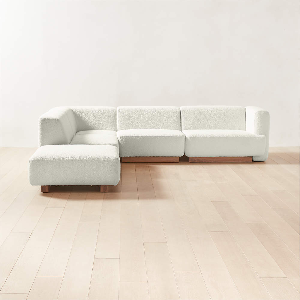 Terrain Modern 5 Piece L Shaped Ivory Boucle Sectional Sofa with