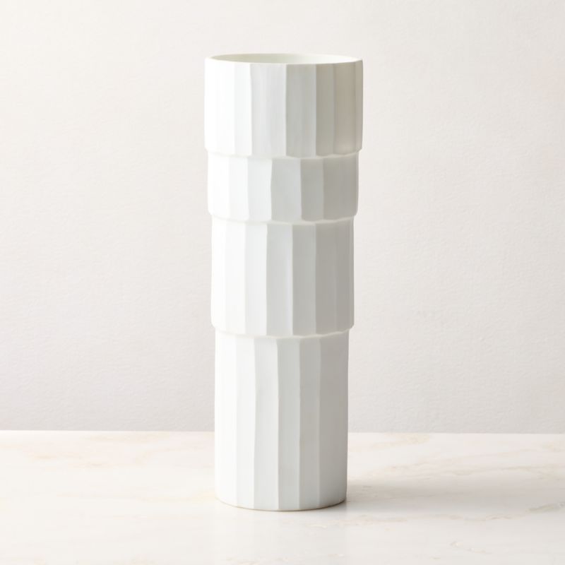 Terrasa White Carved Glass Vase - image 3 of 4
