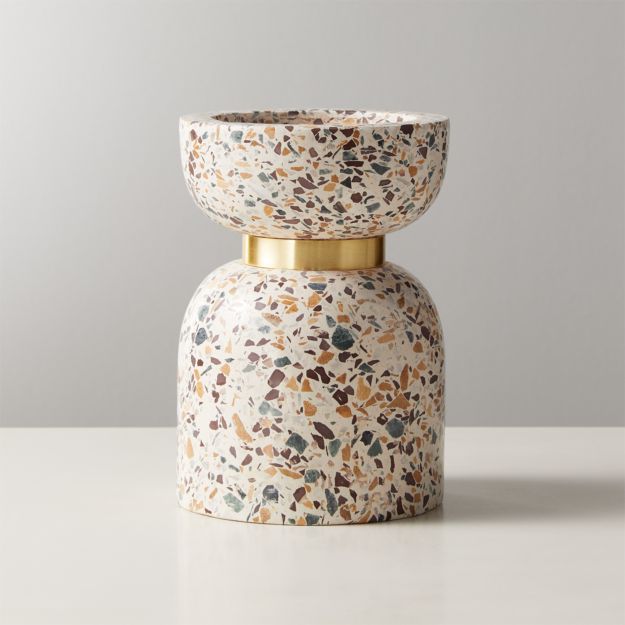 Terrazzo Pillar Candle Holder Small CB2