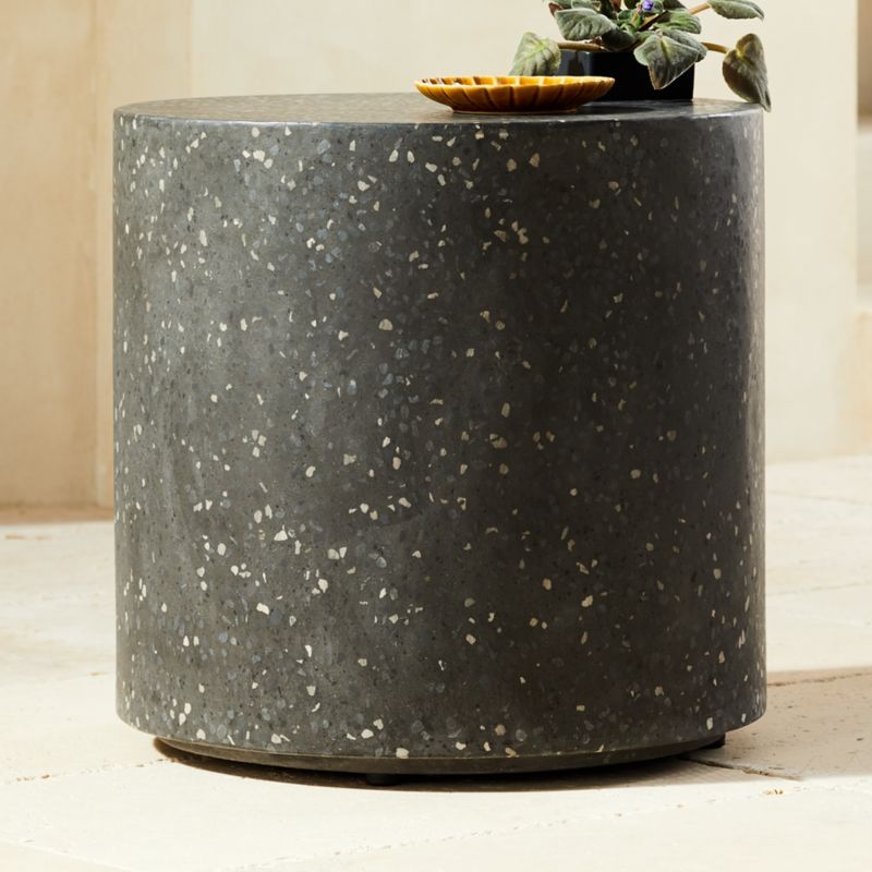 Terrazzo Black Outdoor Patio Side Table + Reviews CB2 Canada