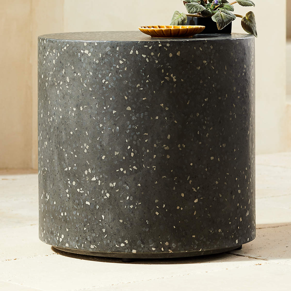 Terrazzo Black Outdoor Patio Side Table