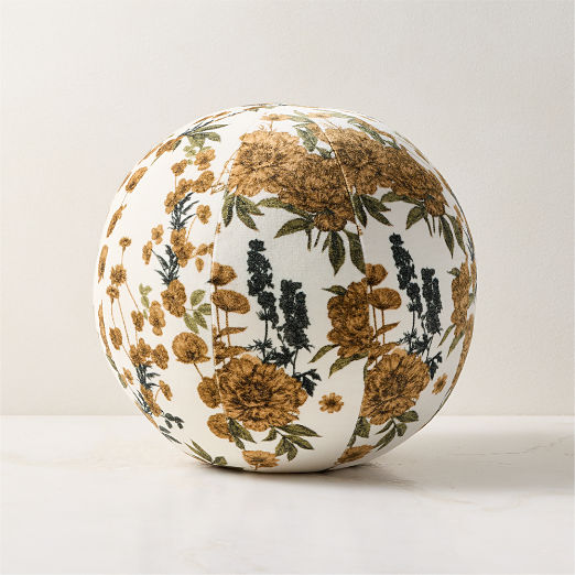 Terre Floral Smoked Amber Velvet Sphere Pillow 12"