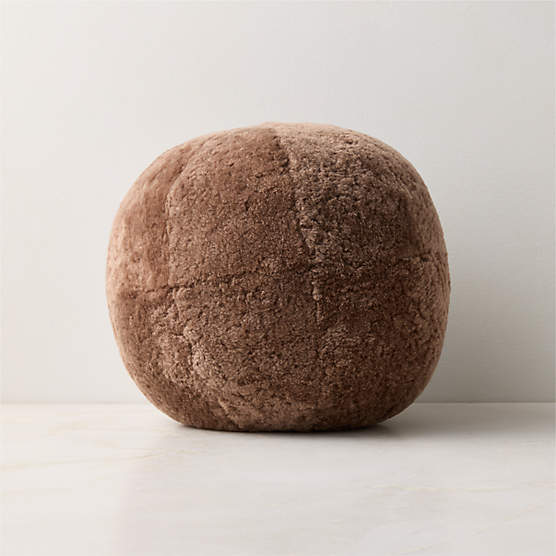 Terre Light Brown Sheepskin Sphere Throw Pillow 12"