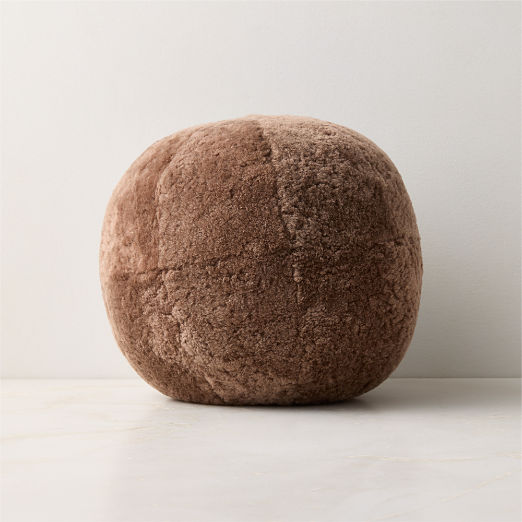 Terre Light Brown Sheepskin Sphere Throw Pillow 12"